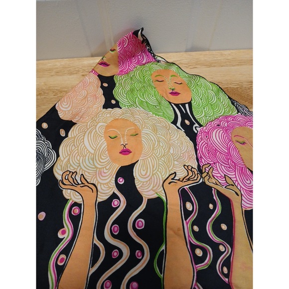 Accessories - Surrealist Women's Faces Novelty Print Scarf Colorful MCM Kerchief